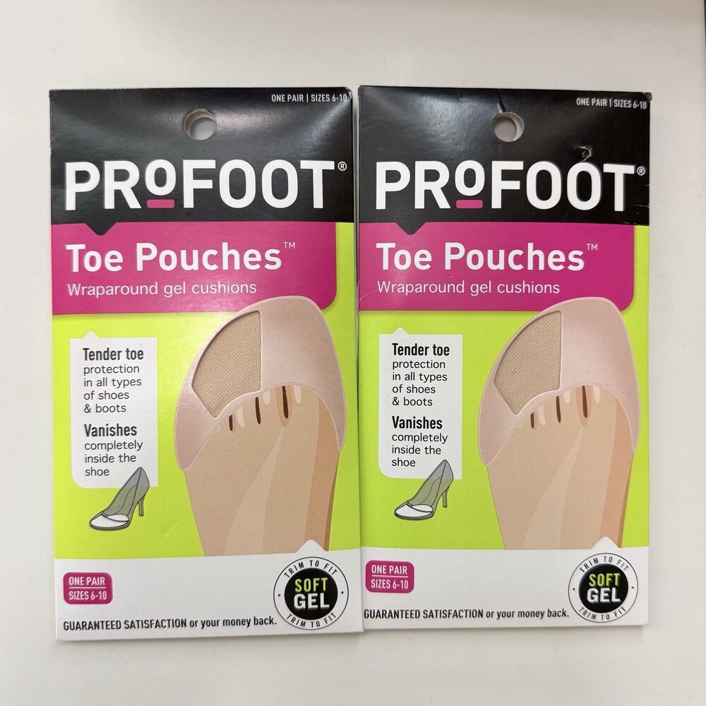 PROFOOT Toe Pouch Soft Gel Cushions Women’s 6-10 NEW 2 Pairs Toe Protectors